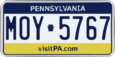 PA license plate MOY5767
