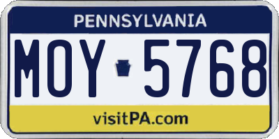 PA license plate MOY5768