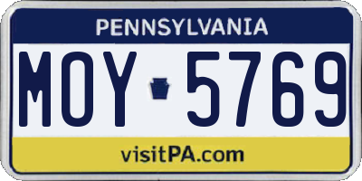 PA license plate MOY5769