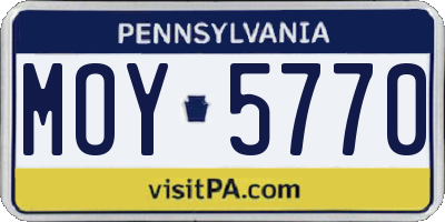 PA license plate MOY5770