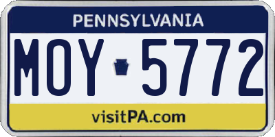 PA license plate MOY5772