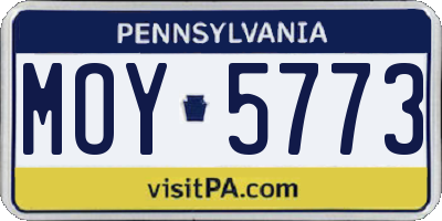 PA license plate MOY5773