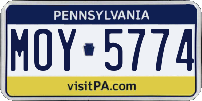 PA license plate MOY5774