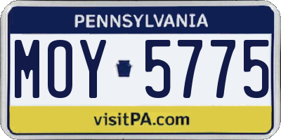 PA license plate MOY5775