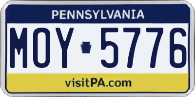 PA license plate MOY5776