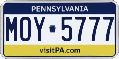 PA license plate MOY5777