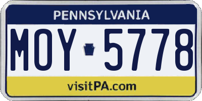 PA license plate MOY5778