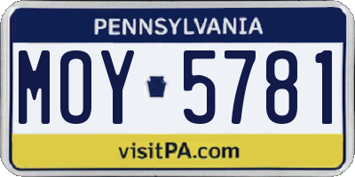 PA license plate MOY5781
