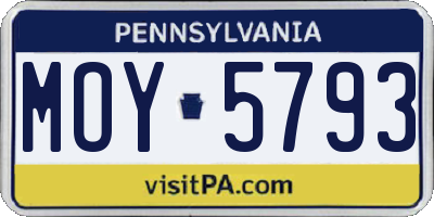 PA license plate MOY5793