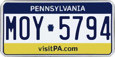 PA license plate MOY5794