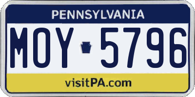 PA license plate MOY5796