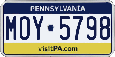 PA license plate MOY5798
