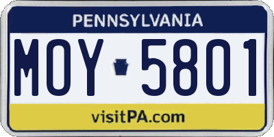 PA license plate MOY5801