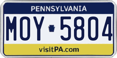 PA license plate MOY5804