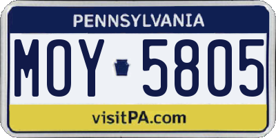 PA license plate MOY5805