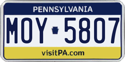 PA license plate MOY5807