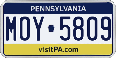 PA license plate MOY5809