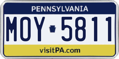 PA license plate MOY5811