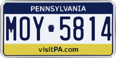 PA license plate MOY5814