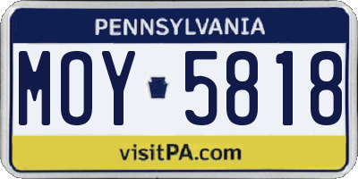 PA license plate MOY5818