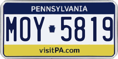 PA license plate MOY5819