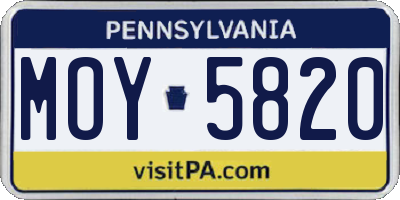 PA license plate MOY5820