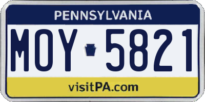 PA license plate MOY5821