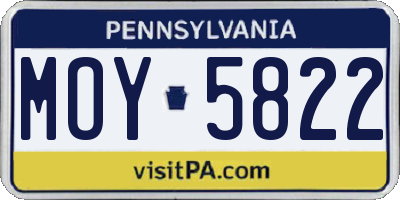 PA license plate MOY5822