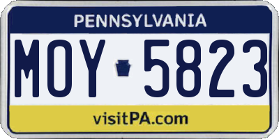 PA license plate MOY5823