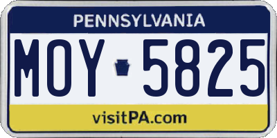 PA license plate MOY5825