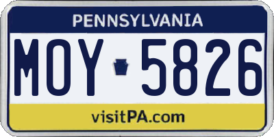 PA license plate MOY5826