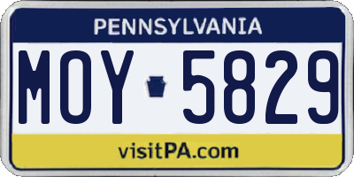 PA license plate MOY5829