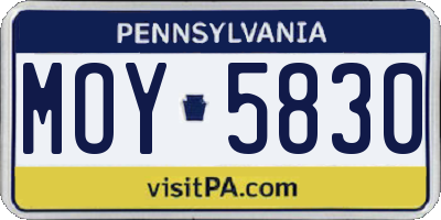 PA license plate MOY5830