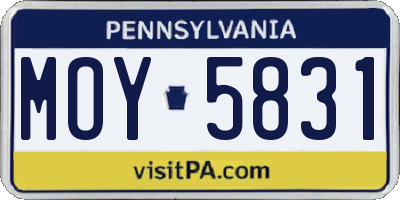 PA license plate MOY5831