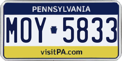 PA license plate MOY5833