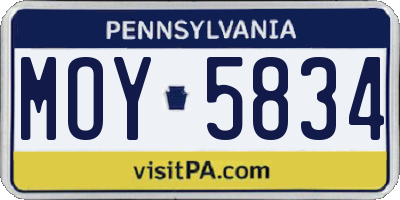 PA license plate MOY5834
