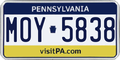 PA license plate MOY5838