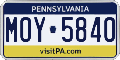 PA license plate MOY5840