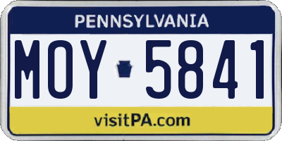 PA license plate MOY5841