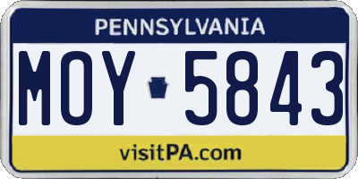 PA license plate MOY5843