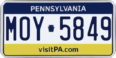 PA license plate MOY5849
