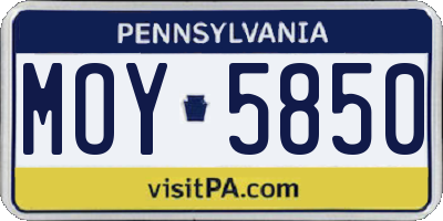 PA license plate MOY5850