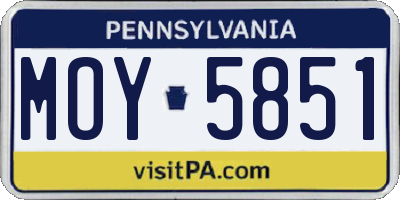 PA license plate MOY5851