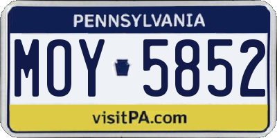 PA license plate MOY5852