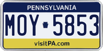 PA license plate MOY5853