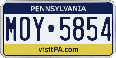 PA license plate MOY5854