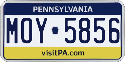 PA license plate MOY5856