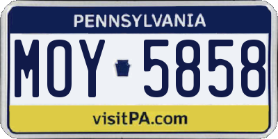 PA license plate MOY5858