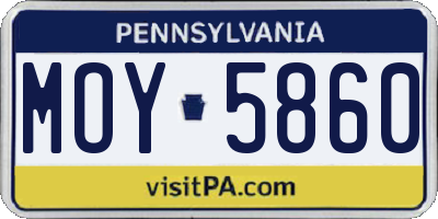 PA license plate MOY5860