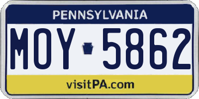 PA license plate MOY5862